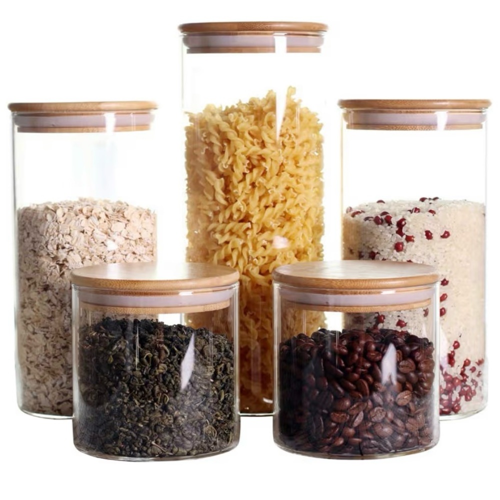 Glass Storage Jar Set with Bamboo Lids